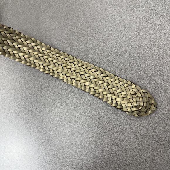 Chicos Woven Leather Belt Womens Gold Gem Buckle Embellished Bead Boho Wrap 52" - Picture 5 of 6